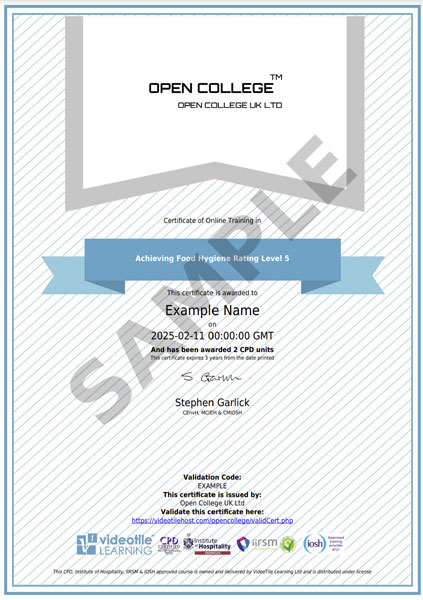 Achieving Food Hygiene Certificate