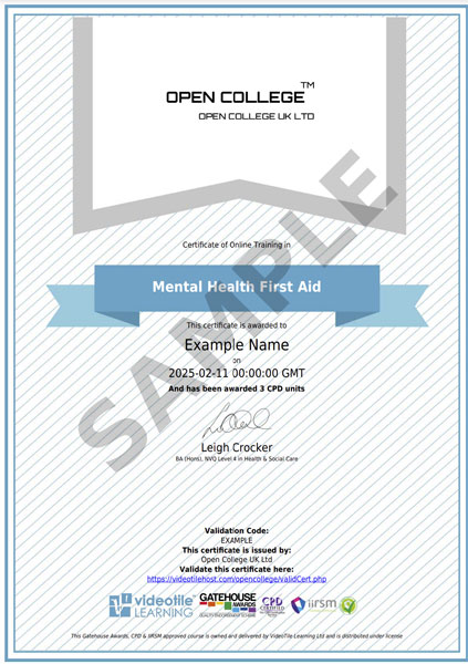 Mental Health First Aid Certificate