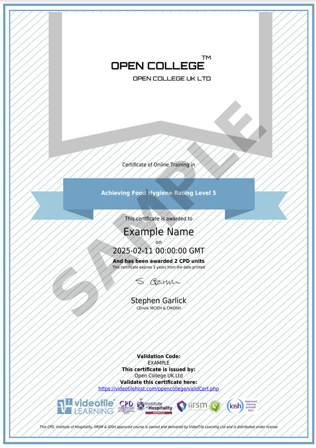 E Learning Sample Certificate